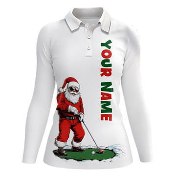 Witziges Weihnachts-Golf-Polo-Shirt für Frauen mit personalisierbarem Namen – Perfektes Geschenk für Golferinnen zu Weihnachten N8997