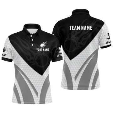 Hochwertiges Herren Golf Polo-Shirt mit individuell bedrucktem Schwarz-Weiß-Design N7063