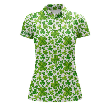 Damen Golf Poloshirts - Aquarell Grüner Kleeblatt-Muster für den St. Patrick's Day - Individuelle Team Golf Polos N7181
