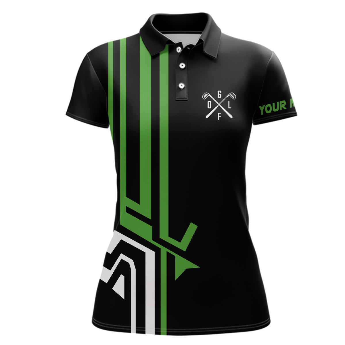 Individuelle Damen Golf Polo-Shirts in Schwarz – Team Golf Shirts für Damen | Personalisierte Polo-Trikots für Golf in Grün N7098