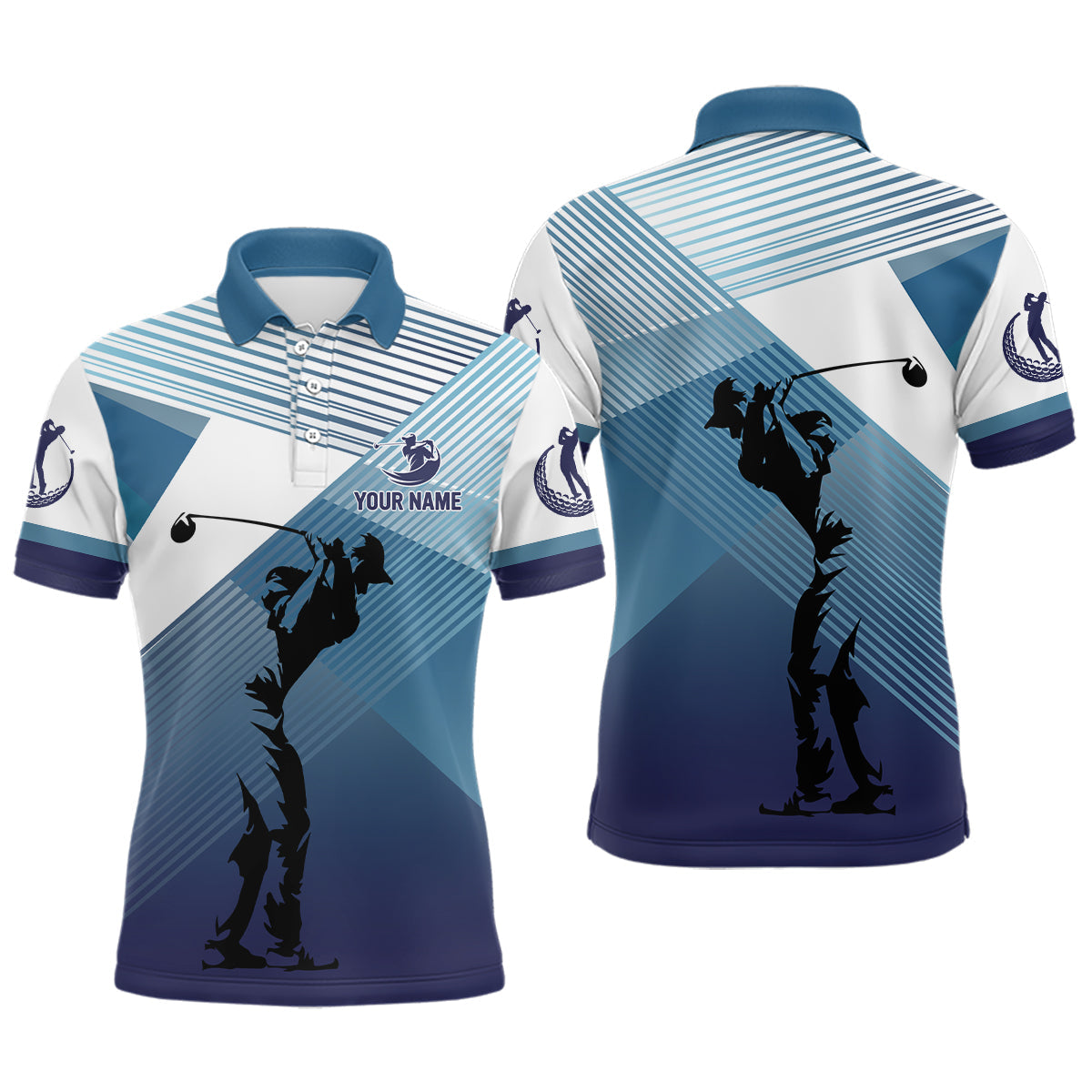 Individuelle Herren Golf Poloshirts mit abstraktem blauen Hintergrund – Perfekt für Ihr Team! N7075