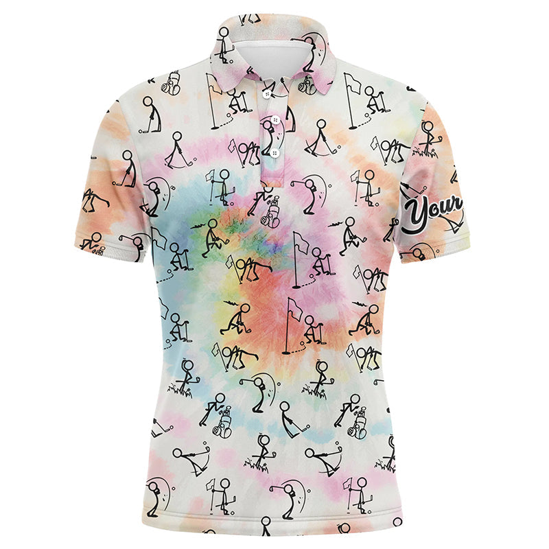 Regenbogen-Farbenfrohes Golf-Polo-Shirt für Herren mit bunten Figuren - Individuelles Golfgeschenk L1045