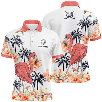 Herren Poloshirt mit pinken Flamingos – Tropisches Golfdesign L0098