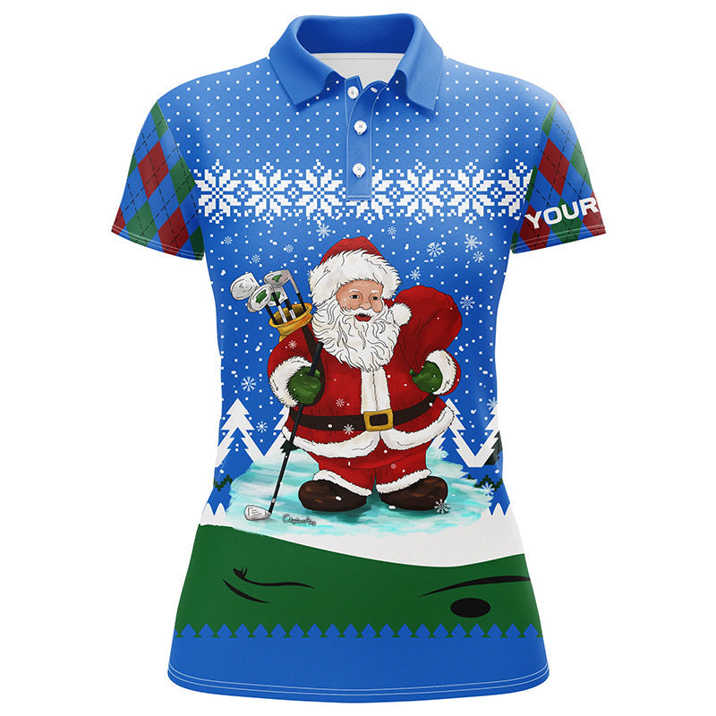 Weihnachtliches Golf-Polo-Shirt für Damen mit festlichem Santa-Argyle-Muster - Perfektes Golfgeschenk L1024