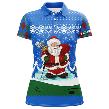 Weihnachtliches Golf-Polo-Shirt für Damen mit festlichem Santa-Argyle-Muster - Perfektes Golfgeschenk L1024