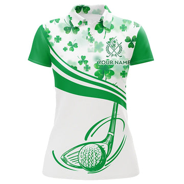 Modisches Grünes Kleeblatt Polo-Shirt für Damen zum St. Patrick's Day - Personalisierbares Golfgeschenk L1300