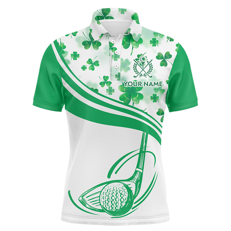 Stylisches Grünes Kleeblatt Poloshirt für Männer - Personalisierbares Golfbekleidung zu St. Patrick's Day - Ideales Geschenk für Golfspieler L1300