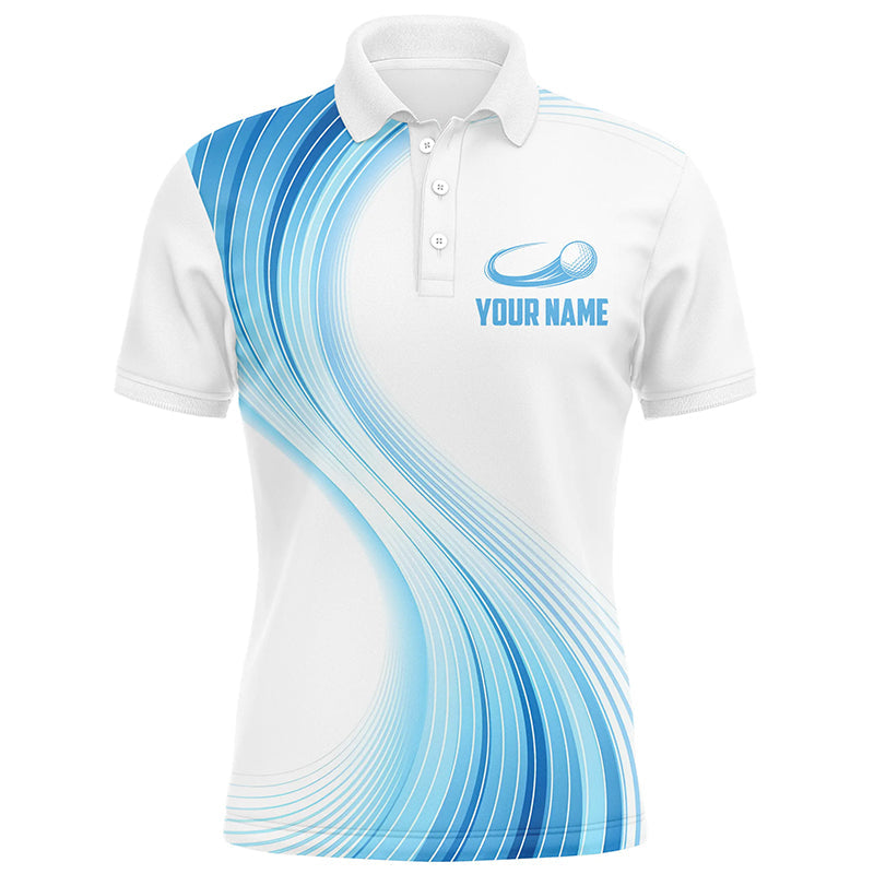 Personalisierte Herren Golf Polo Shirt in Blau-Weißem Farbverlauf - Perfektes Geschenk für Golfer L1317