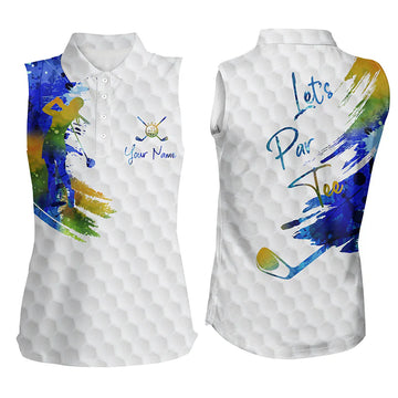 Buntes Aquarell Ärmelloses Golf-Poloshirt für Damen L0135