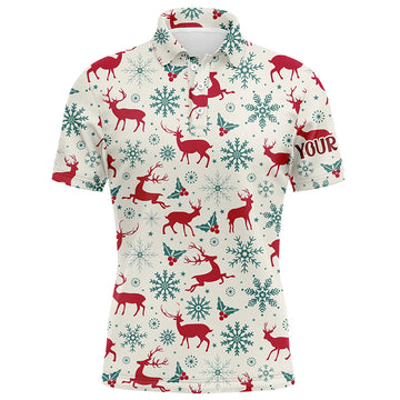 Elegantes Weihnachts-Reh Schneeflocken Golf-Polo für Herren – Perfektes Geschenk für Golfer zur Winterzeit L0461