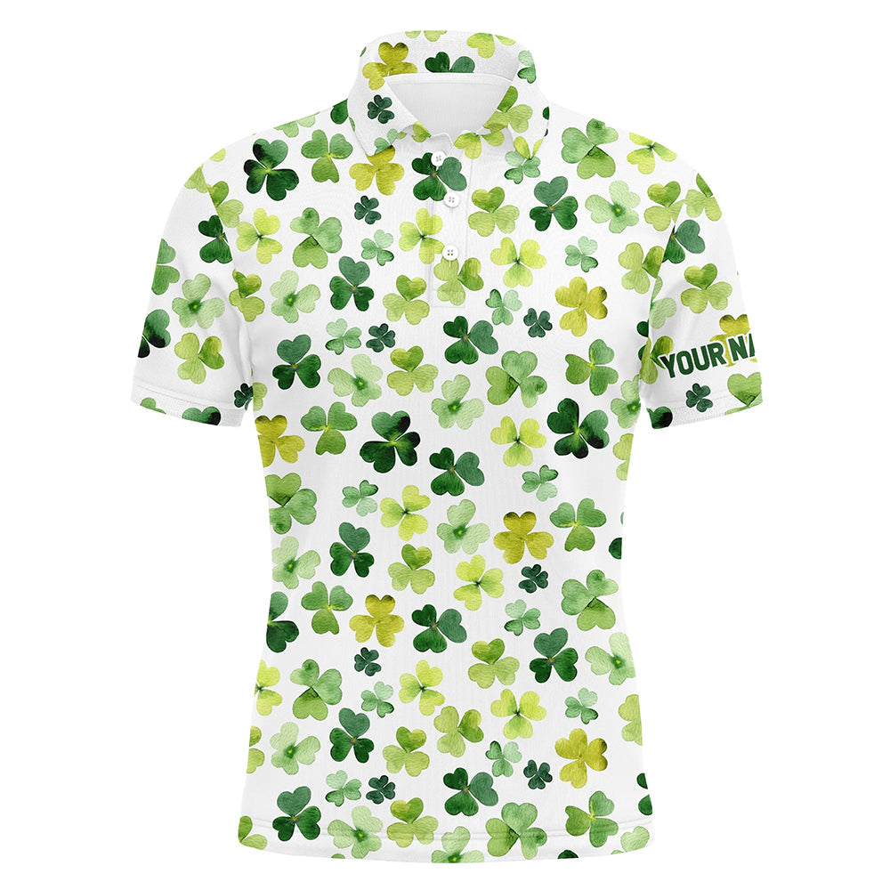 Personalisierbares Herren-Golf-Polo mit grünem Kleeblatt für den St. Patrick's Day L1259