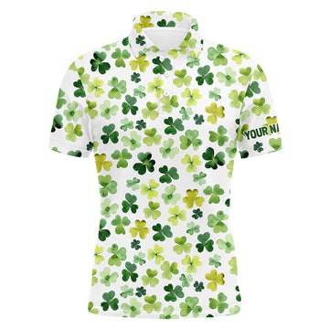 Personalisierbares Herren-Golf-Polo mit grünem Kleeblatt für den St. Patrick's Day L1259