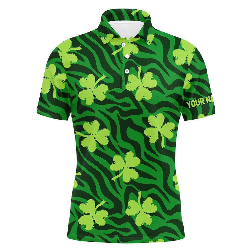 Grün gestreiftes Zebra mit Kleeblatt - Herren Golf Polo Shirt für St. Patrick's Day - Perfektes Golf Geschenk L1265