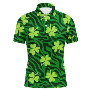 Grün gestreiftes Zebra mit Kleeblatt - Herren Golf Polo Shirt für St. Patrick's Day - Perfektes Golf Geschenk L1265