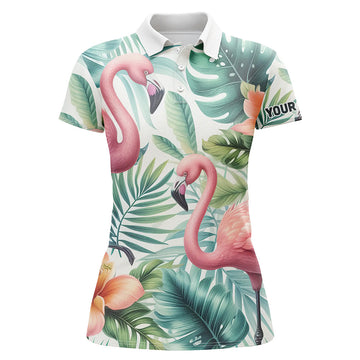 Elegantes Damen-Golfpoloshirt im tropischen Flamingo-Design | Individuelles Golfshirt für Frauen | Perfekte Golfgeschenke L1310