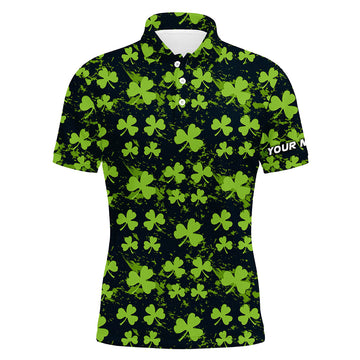 Personalisierbares Golf Polo-Shirt für Herren mit grünem Kleeblattmotiv - Perfekt für den St. Patrick's Day L1329