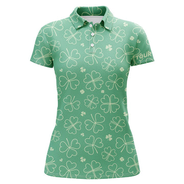 Personalisierte Golfpoloshirts für Damen mit Kleeblattmotiv – Perfekt für den St. Patrick's Day L1330