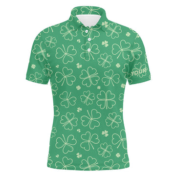 Personalisierte Golf-Polo-Hemd für Herren mit grünen Kleeblättern – Perfekt für den St. Patrick's Day | Tolles Golfgeschenk L1330