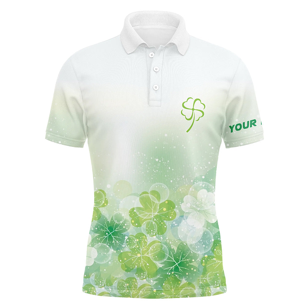 Grünes Kleeblatt Silhouette Glitzern Herren Golf Polo - Individuelles Golfshirt für St. Patrick's Day Geschenk L1331