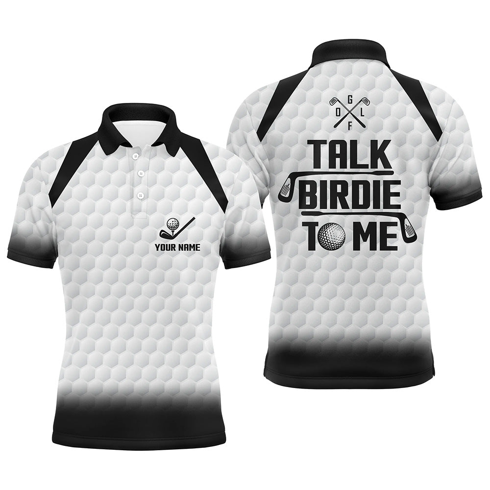 Herren Golf Polo Schwarz-Weiß - "Sprich mit mir, Birdie!" L0120