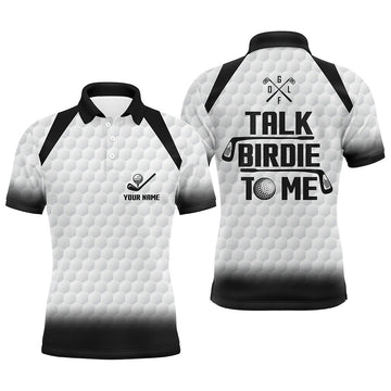 Herren Golf Polo Schwarz-Weiß - "Sprich mit mir, Birdie!" L0120