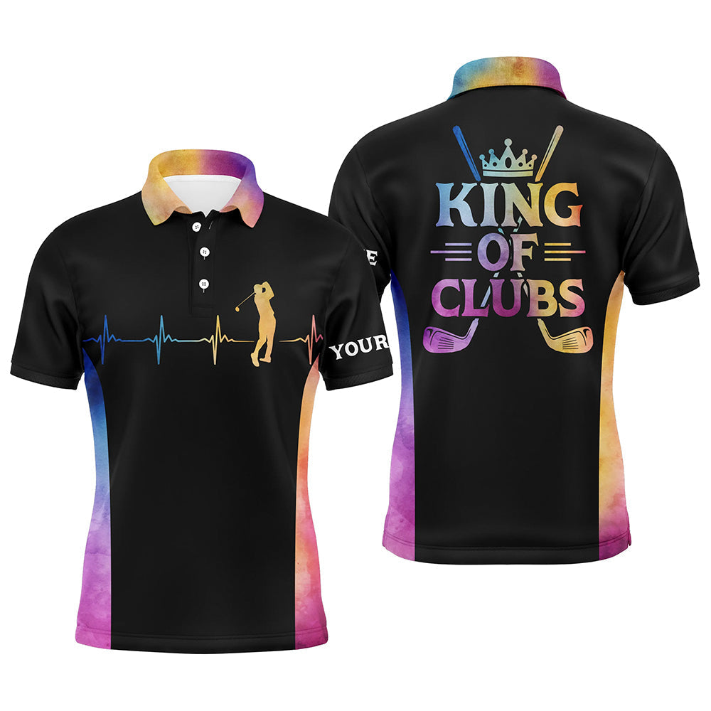 Personalisierbares Herren Golf Polo mit Herzschlag - König der Clubs (Schwarz) L0183