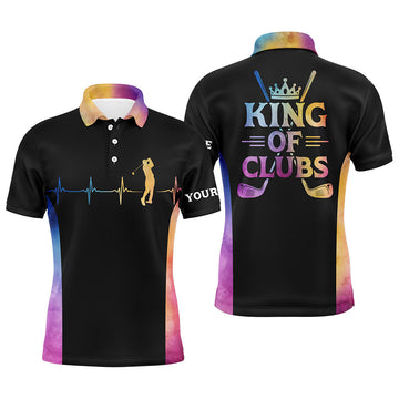 Personalisierbares Herren Golf Polo mit Herzschlag - König der Clubs (Schwarz) L0183