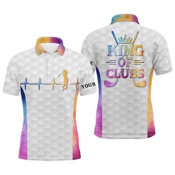 Personalisierte Herzschlag Golf-Polo für Herren - König der Clubs Weißes Golfoberteil L0184