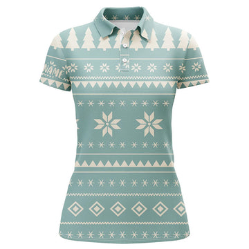 Festliches Weihnachtsbaum- und Schneeflocken-Muster Damen Golf-Polo-Shirt - Perfekt für die Wintergolf-Saison L0574