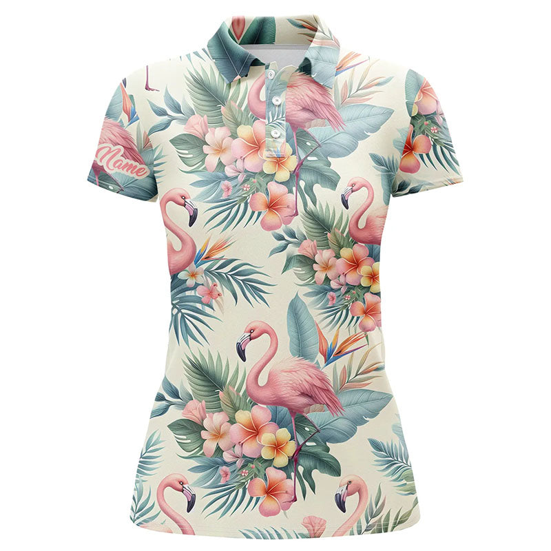 Stylisches Golf-Polo für Damen mit tropischem Flamingo-Motiv | Perfektes Geschenk für Golferinnen L1309