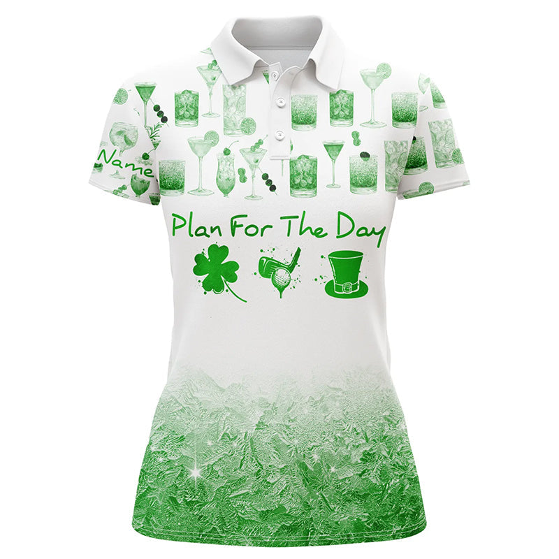 Witziges Damen Golf Polo-Shirt in Wasserfarben-Design für den St. Patrick's Day L1399