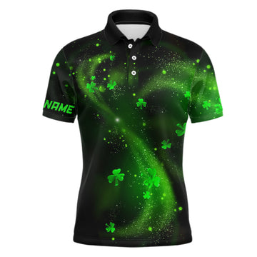 Schwarzes Golf-Polo-Shirt für Herren mit grünen Kleeblättern - Perfektes Geschenk für Golfer zu St. Patrick's Day L1018