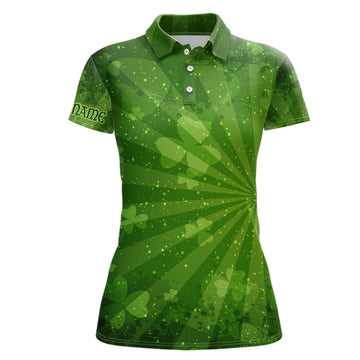 Damen Golf Poloshirt zum St. Patrick's Day mit grünem Kleeblatt-Design - Hochwertige Golfbekleidung für Frauen L1019