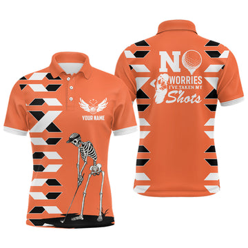 Personalisierte Herren Golf-Poloshirt mit Totenkopf in Orange – Perfektes Halloween Geschenk L0242