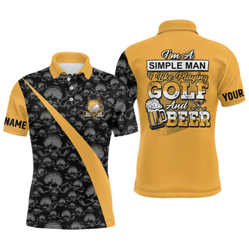 Herren Golf-Polo-Shirt mit Bier und Totenkopf-Motiv L0539