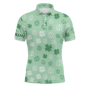 Herren Golf Polo-Shirt in Grün mit Kleeblatt – Individuelles Geschenk zum St. Patrick's Day L1256