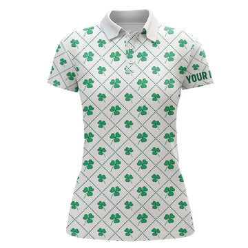 Personalisierte Golfshirt mit grünem Kleeblatt-Muster – Individuelles Geschenk zum St. Patrick's Day für Sie L1268