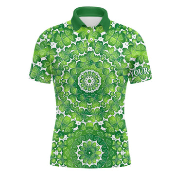 Stylisches Herren Golf Polo-Shirt mit Kleeblatt-Motiv für den St. Patrick's Day - Personalisierbare Golfbekleidung - Ideales Geschenk für Golfer L1263