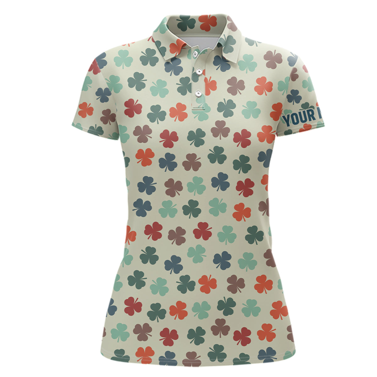 Elegantes Damen-Golfpoloshirt mit bunten Kleeblättern - Individuell gestaltbare Golfbekleidung für Frauen L1266