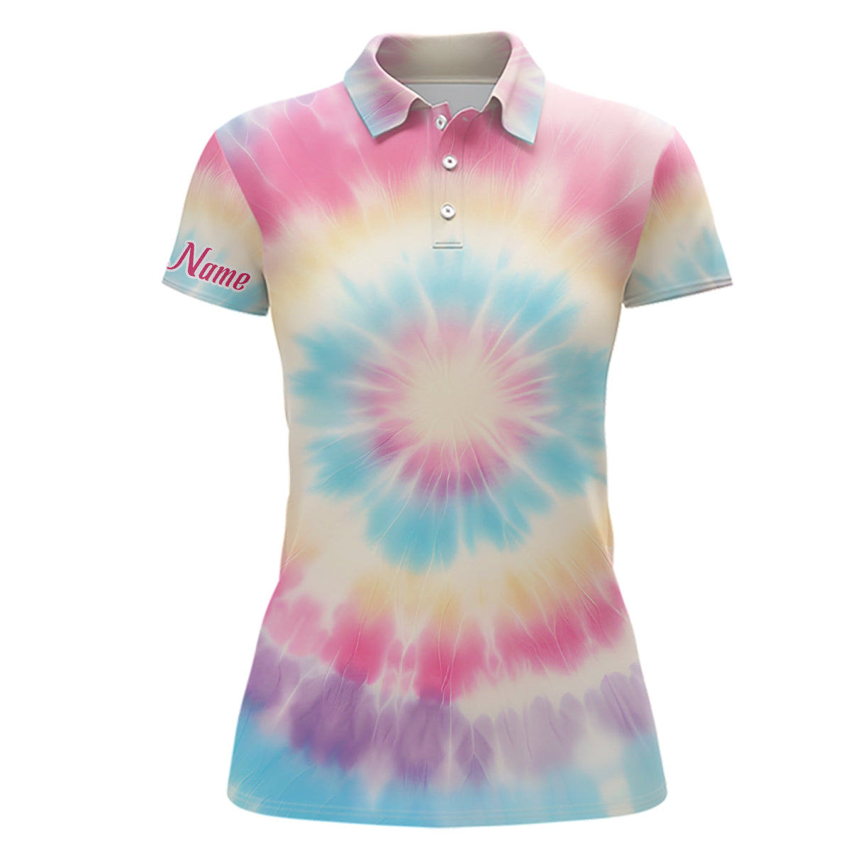 Personalisierte Pastell-Tie-Dye Golf-Polo-Bluse für Damen – Individuelles Golf-Top als Geschenk für Sie L1305