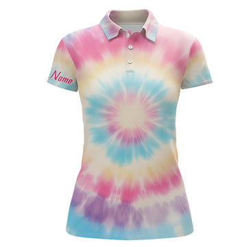Personalisierte Pastell-Tie-Dye Golf-Polo-Bluse für Damen – Individuelles Golf-Top als Geschenk für Sie L1305