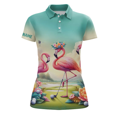 Personalisierbares Golf-Polo-Shirt für Frauen im Pink Flamingo Design – Das perfekte Geschenk für Golf-Liebhaberinnen L1306