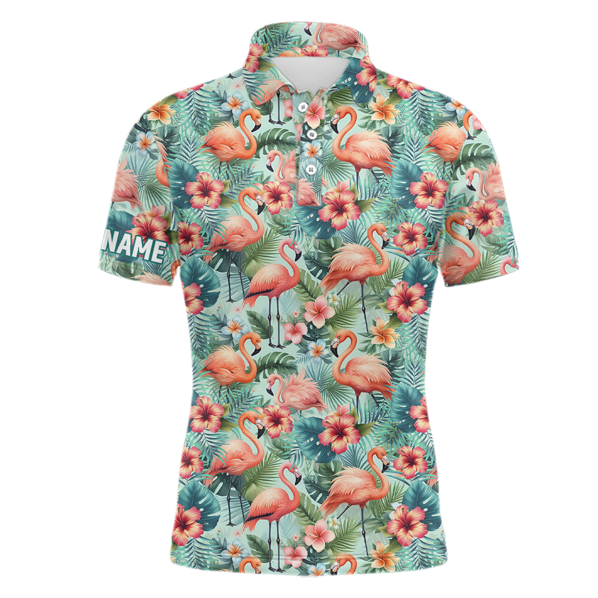 Personalisierte Herren Golf Polo-Shirts mit tropischem Flamingo-Motiv – Perfektes Geschenk für Golfer L1308