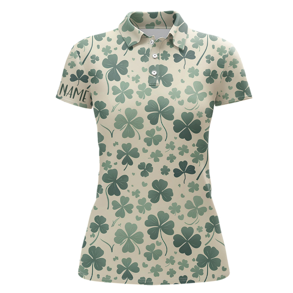 Modisches Damen Golf Poloshirt mit grünem Kleeblatt-Design – Das ideale Golfgeschenk für sie L1312