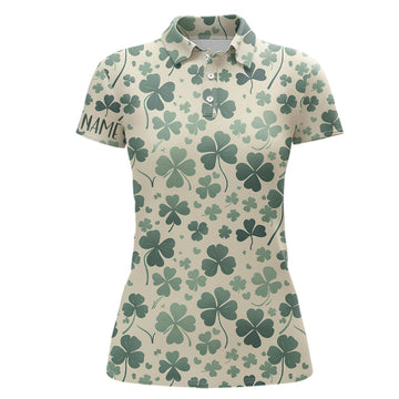 Modisches Damen Golf Poloshirt mit grünem Kleeblatt-Design – Das ideale Golfgeschenk für sie L1312