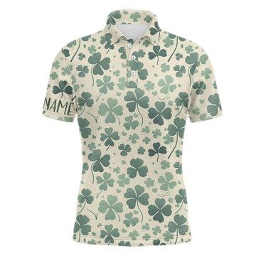 Stylisches Grünes Kleeblatt Herren Golf Polo für den St. Patrick's Day | Individuelles Golfshirt für Männer | Perfektes Golfgeschenk L1312