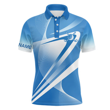 Personalisierte Golf-Polo-Shirts für Herren – Weiß und Blau – Mit Ihrem Namen Bedruckt – Perfektes Geschenk für Golf-Enthusiasten L1320