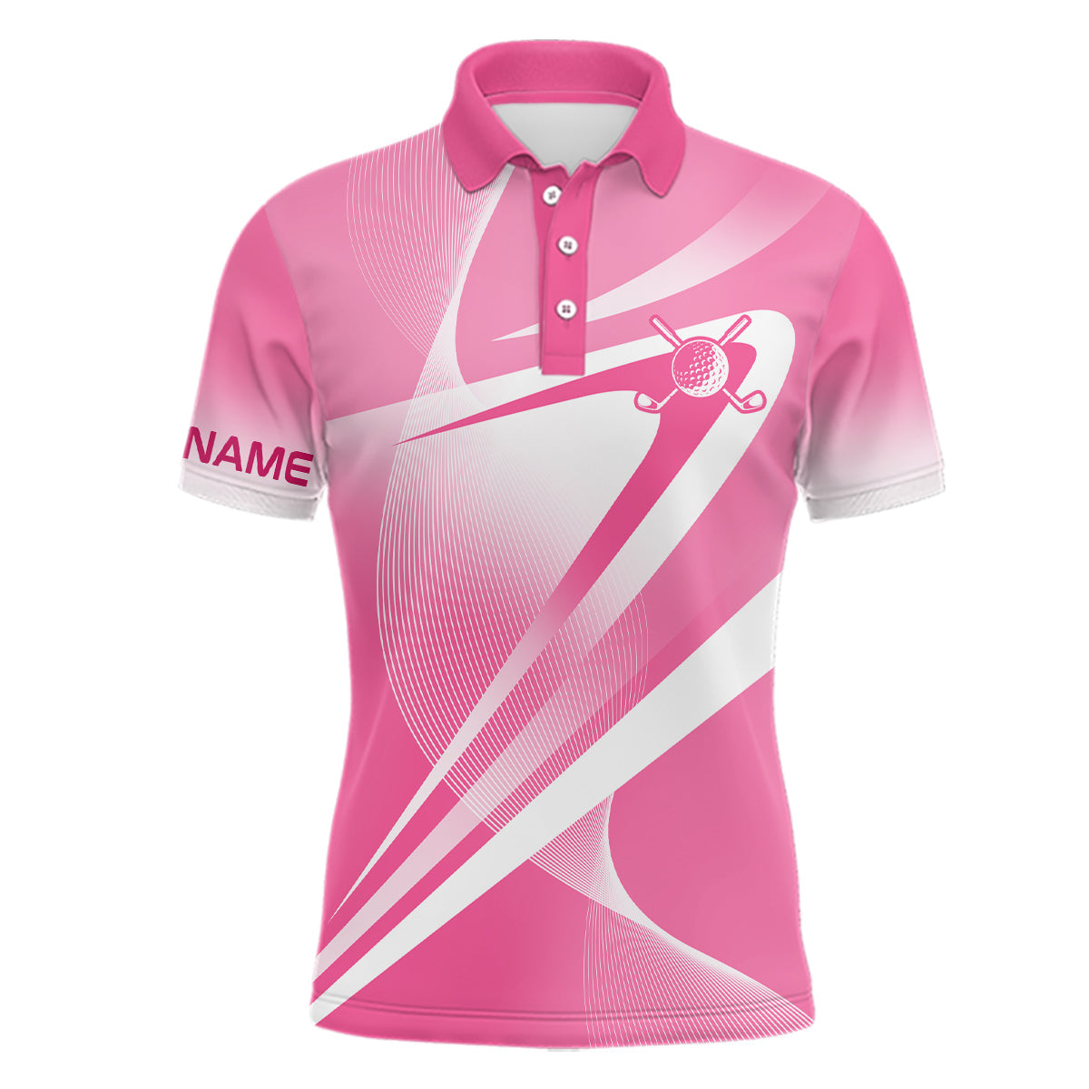 Personalisierte Herren Golf Polo Shirts in Pink und Weiß - Perfektes Geschenk für Golfer L1321