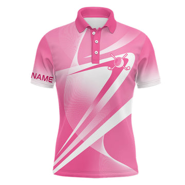 Personalisierte Herren Golf Polo Shirts in Pink und Weiß - Perfektes Geschenk für Golfer L1321