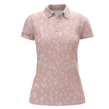 Frohe Ostern: Damen Golf-Polo mit pinken Ostereiern und Hasen – Individuelles Oster-Golfshirt für Frauen L1335